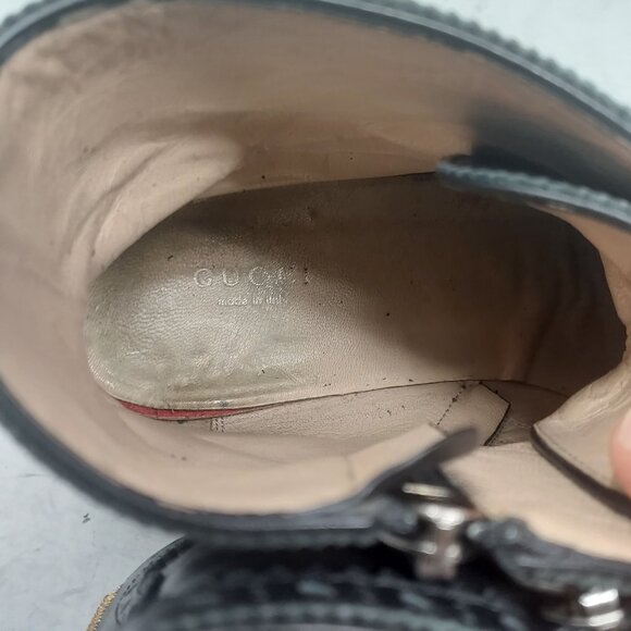 Gucci Queercore Black Bee Lace Up Buckle Strap Boot - Picture 10 of 11